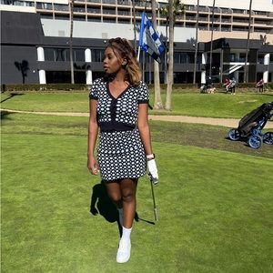 Two Piece Women's Twiggy Short Sleeve Jacquard Polo Top & Skirt